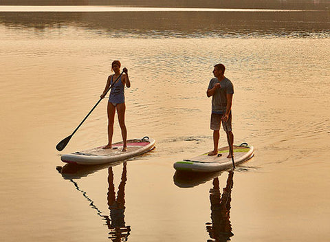 Stand up  paddle boarding on inflatable paddle boards