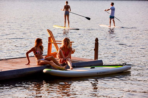 Paddle boarding on a lake