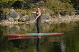 woman stand up paddle boarding on Cruiser SUP® V-Max Woody 11'6 on a lake