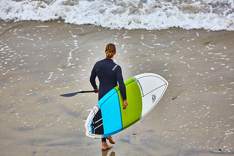 Stand up paddle boarding with a wetsuit